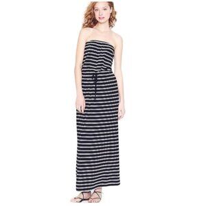 J.Crew Amie Stripe Strapless Maxi Dress Pockets Elastic Waist Spandex Minimalist